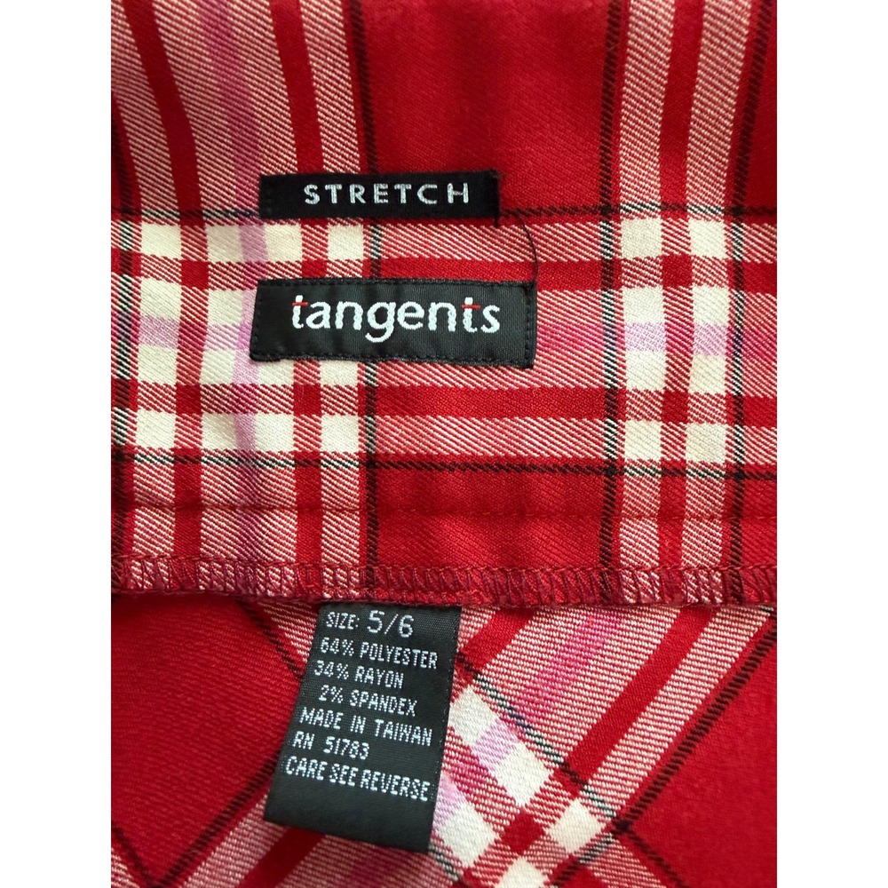 Tangents Vintage Y2K Red Plaid Mini Skirt Side Zip Stretch Schoolgirl Size 5/6 - Picture 5 of 8